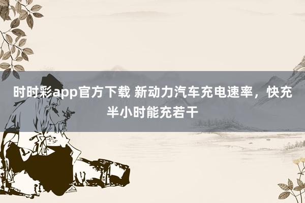 时时彩app官方下载 新动力汽车充电速率，快充半小时能充若干