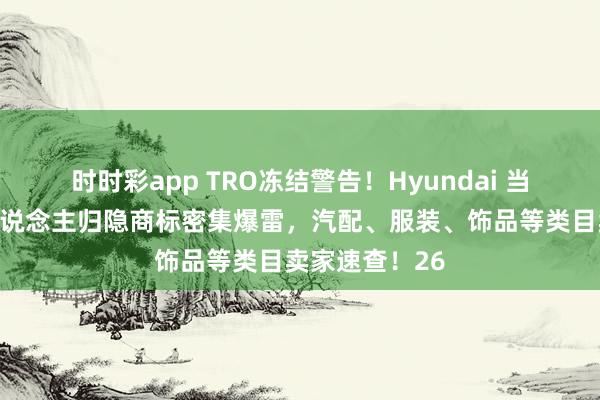 时时彩app TRO冻结警告！Hyundai 当代汽车与国东说念主归隐商标密集爆雷，汽配、服装、饰品等类目卖家速查！26