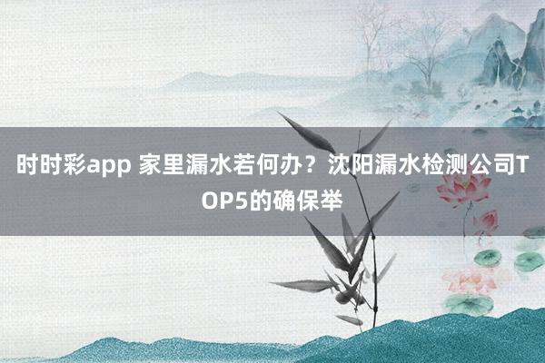 时时彩app 家里漏水若何办？沈阳漏水检测公司TOP5的确保举
