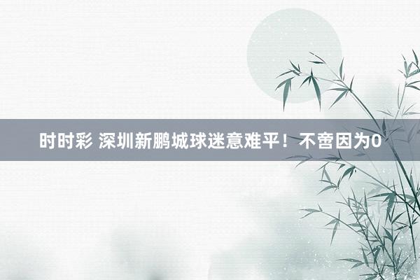 时时彩 深圳新鹏城球迷意难平！不啻因为0