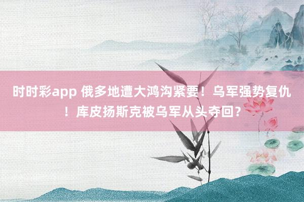 时时彩app 俄多地遭大鸿沟紧要！乌军强势复仇！库皮扬斯克被乌军从头夺回？
